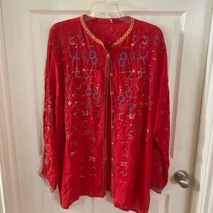 Johnny Was Scarlet Embroidered Blouse
